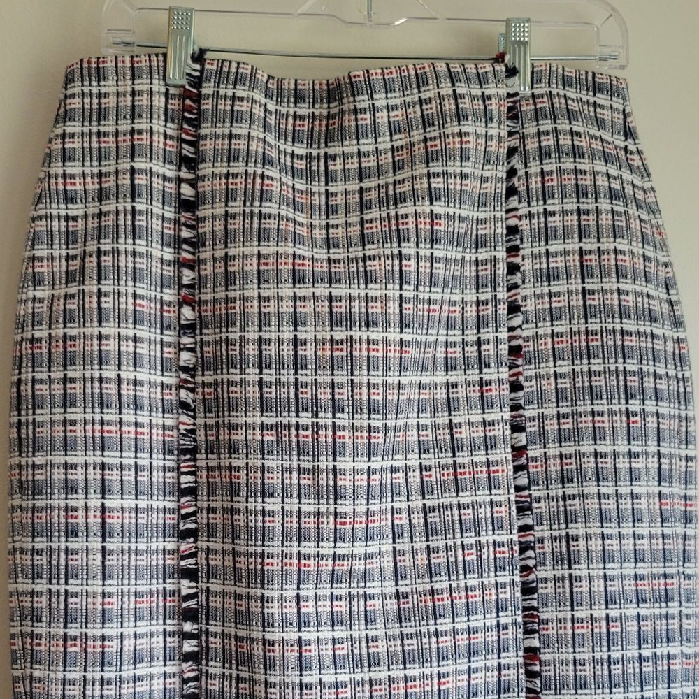 J Crew NWT Pencil Skirt Tweed Red White Blue 10